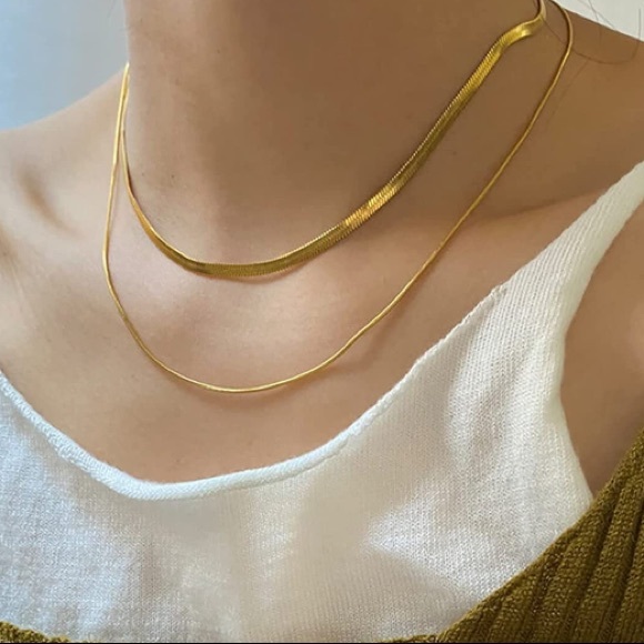 18K Gold 2PC Chain Necklace Set - Picture 2 of 5